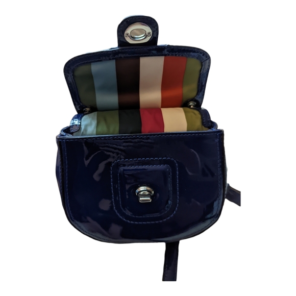 COACH "Mini Willis" COBALT Blue Patent Leather Crossbody Bag 21246 - Picture 6 of 10